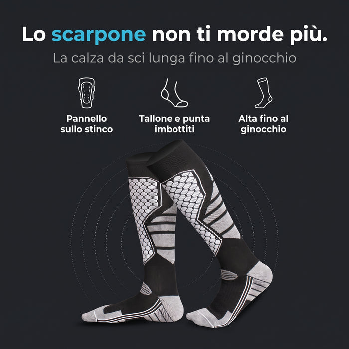 Calze da Sci Termiche PeakGear – Alte al Ginocchio, Imbottite e Traspiranti