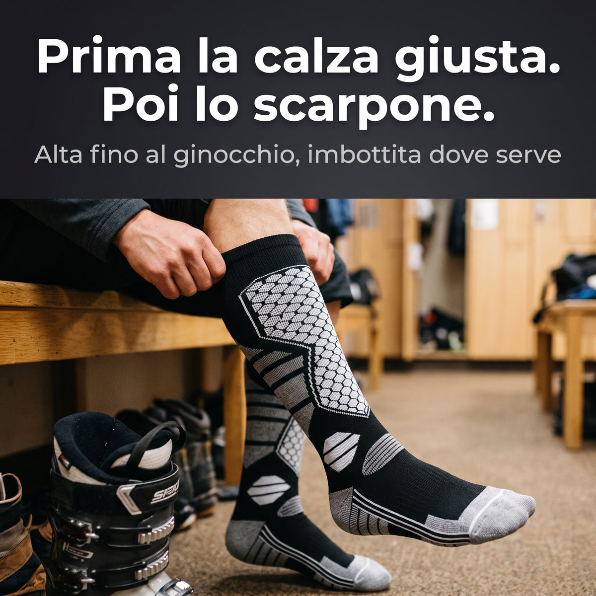 Calze da Sci Termiche PeakGear – Alte al Ginocchio, Imbottite e Traspiranti