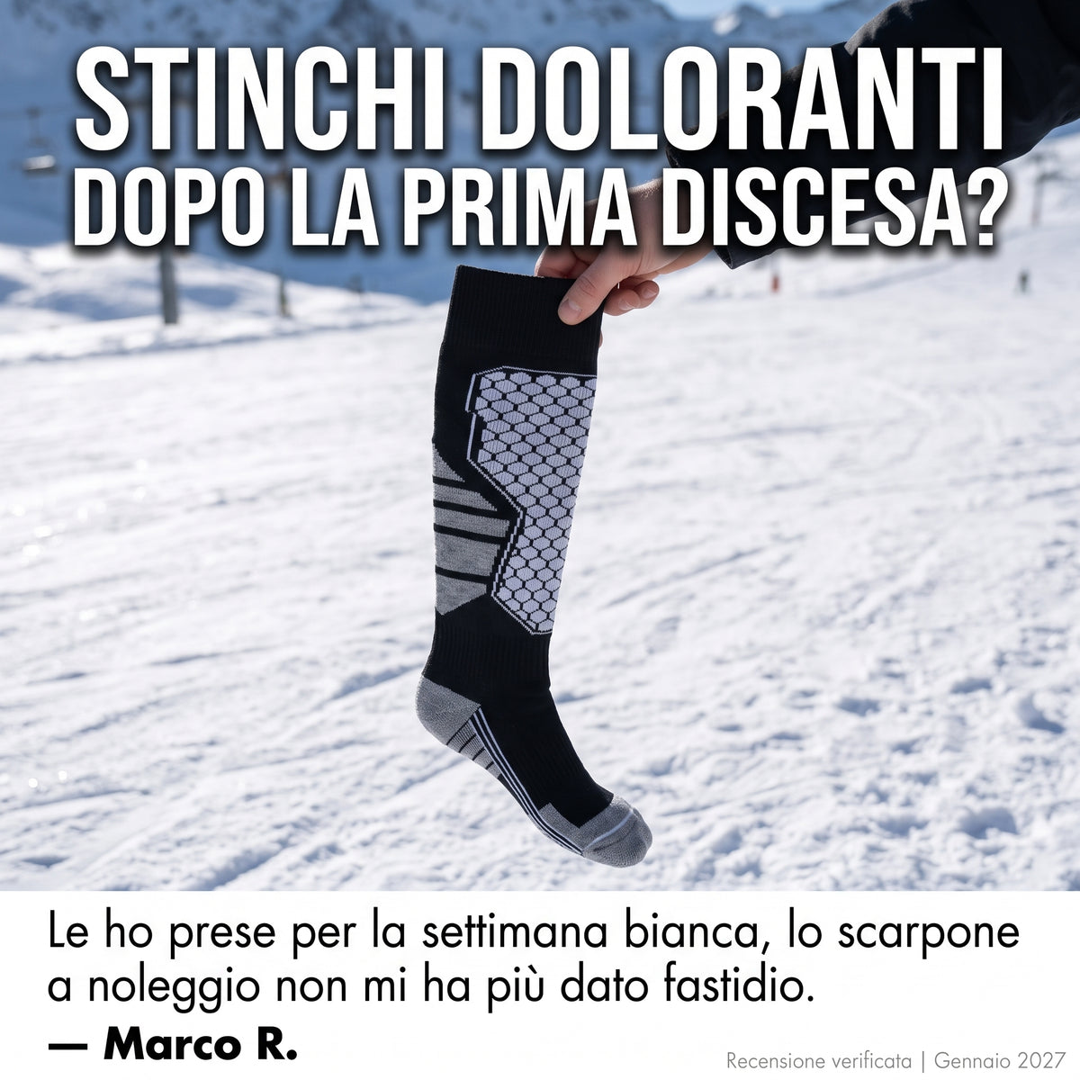 Calze da Sci Termiche PeakGear – Alte al Ginocchio, Imbottite e Traspiranti