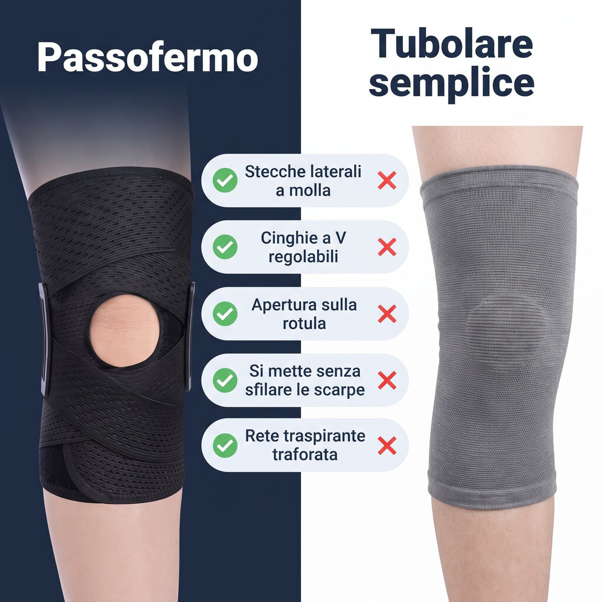 Ginocchiera Regolabile PeakGear – Fascia Traspirante con Foro Rotuleo