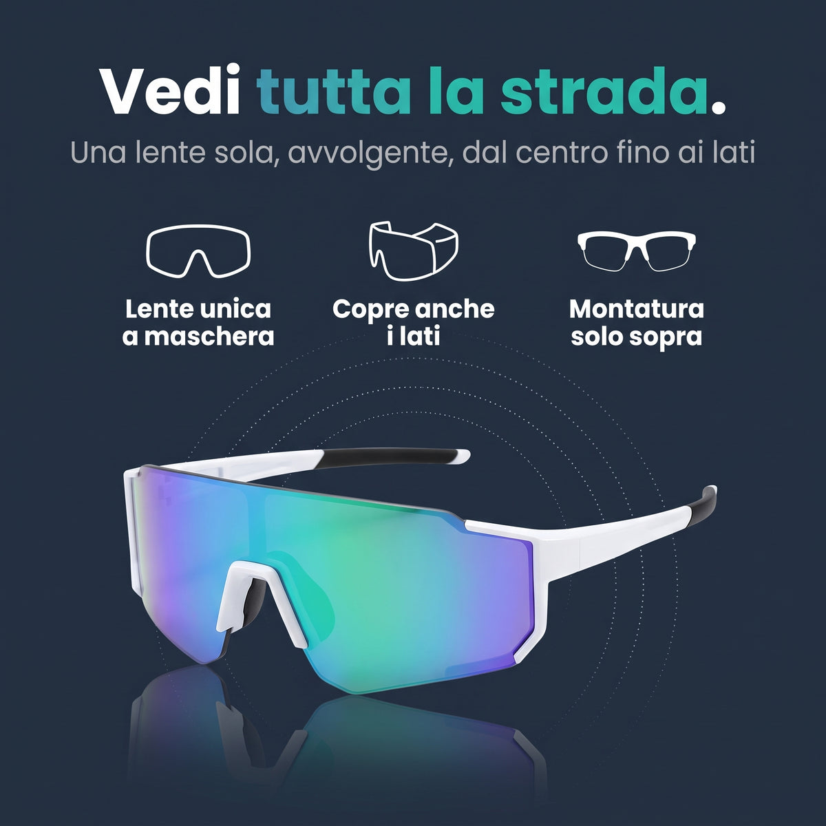 Occhiali Sportivi PeakGear Pro – Lente a Specchio per Ciclismo e Running
